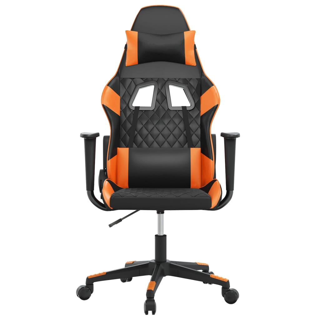 Gaming Chair In Black and Orange Synthetic Leather