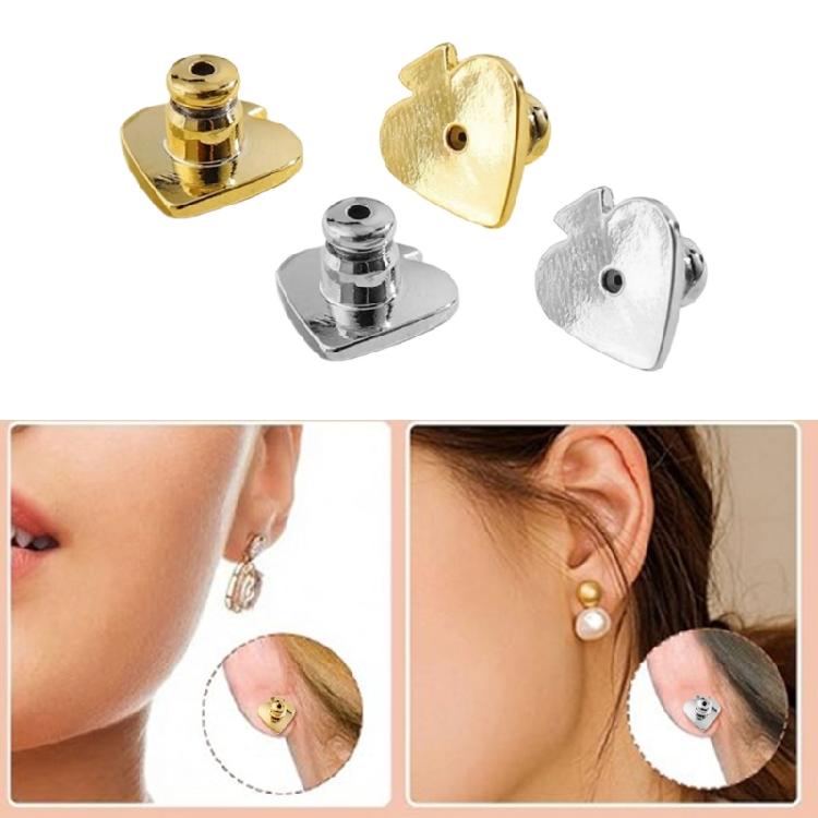 4 Pieces Safe Lock Earring Backs Locking Earring Backs Earring Plugs Heart Shaped Earring Backs Ear Jewelry Accessories