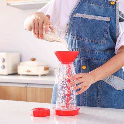 Setaccio rotante per farina, grande capacità, tazza trasparente per mescolare la farina, distributore portatile di lievito per tapioca, contenitore per setaccio, utensili da cucina