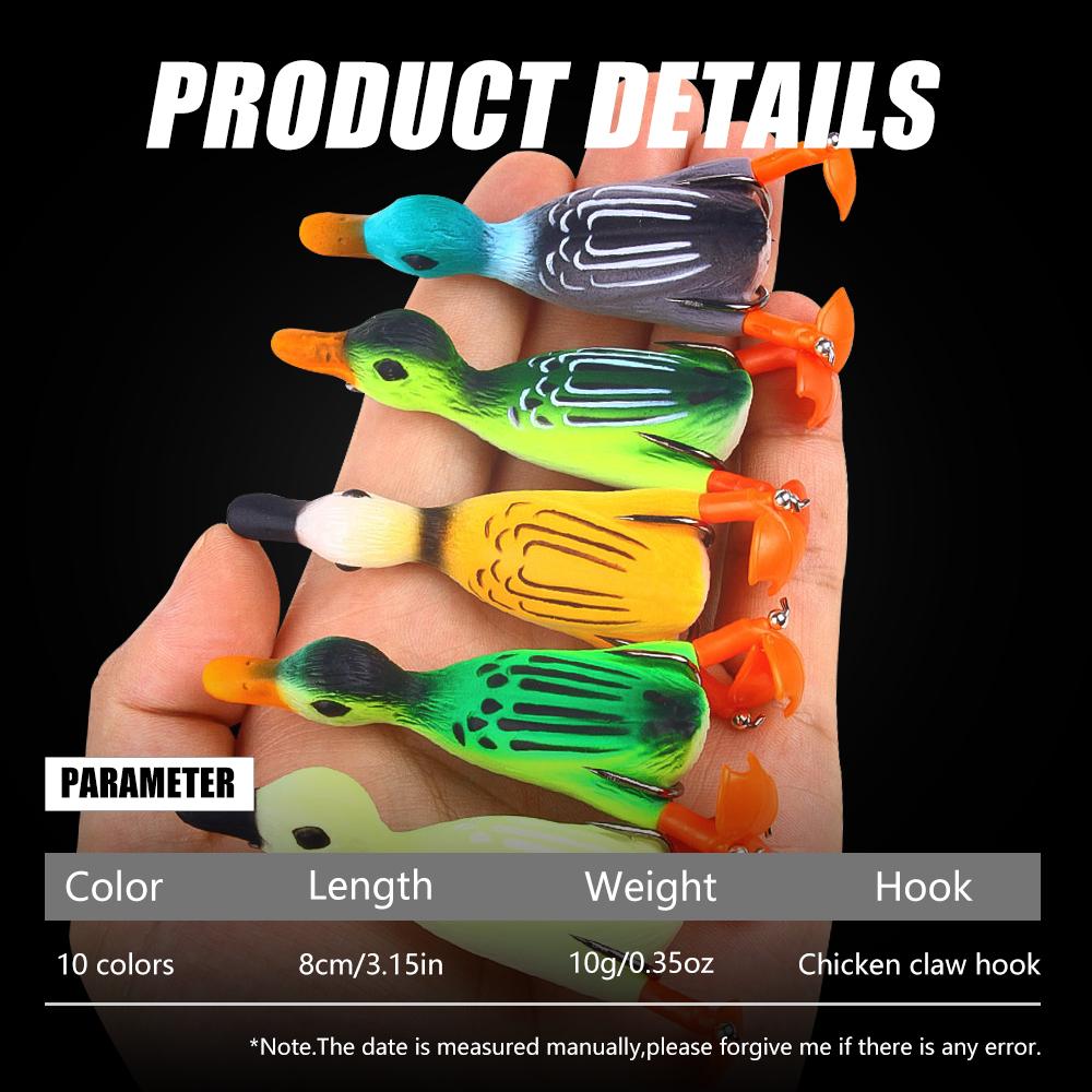 1PCS/Floating Duck Fishing Lure Ducking Fishing Frog Lure Artificial Bait Duckling 3D Eyes Fishing Baits Bass Carp Pike Fishing