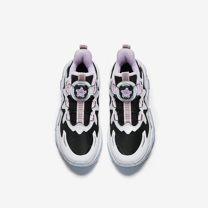 Anta Kids Outdoor Series Fashion Non-Slip Wear-Resistant Cotton Shoes Kids Shoes Black White Purple 322446914-4
