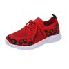 Women's casual sports shoes New leopard print round head lace-up flat bottom comfortable mesh women's shoes