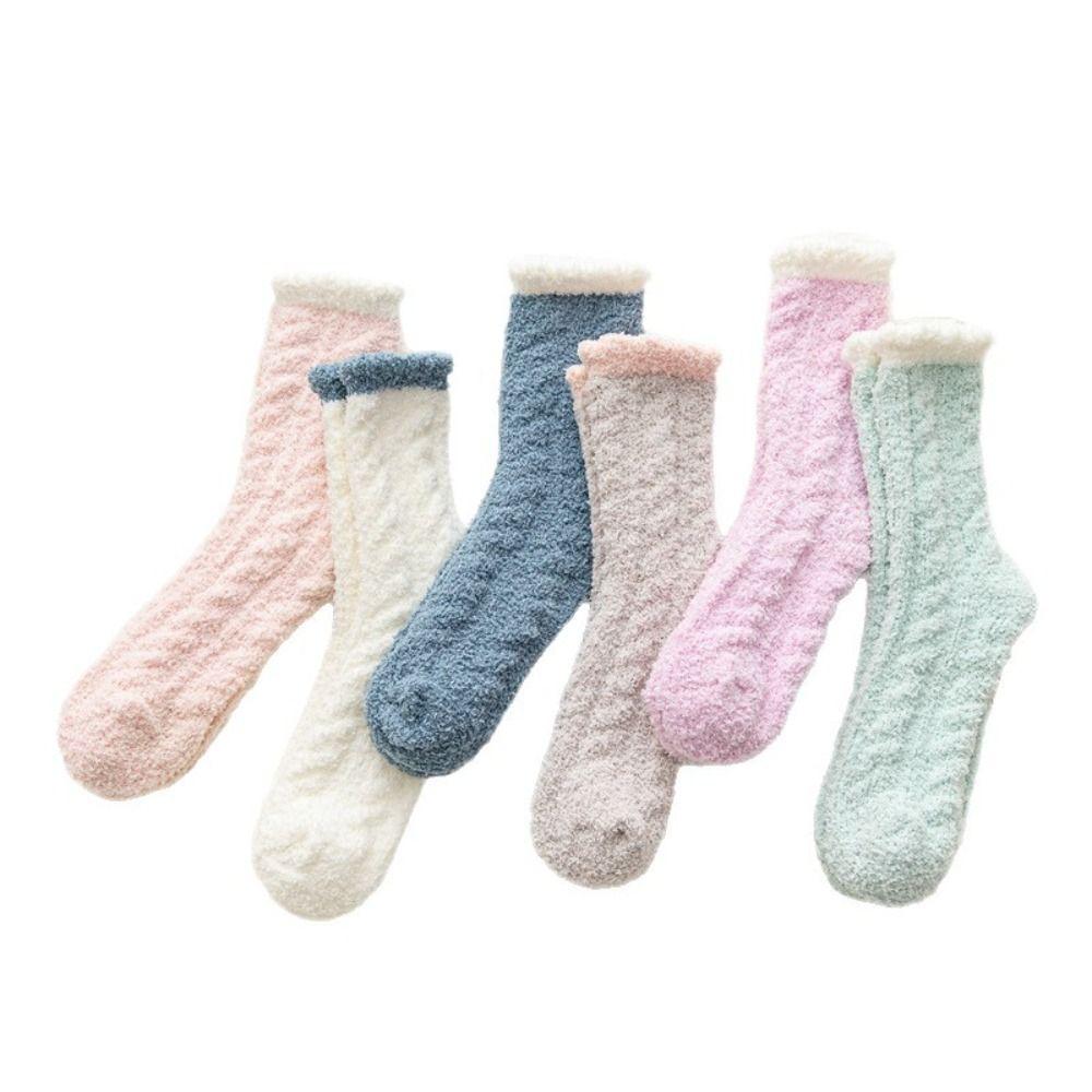 6Pairs Thicken Coral Fleece Socks Warm Sleeping Socks Women Sweet Winter Floor Socks  Girls