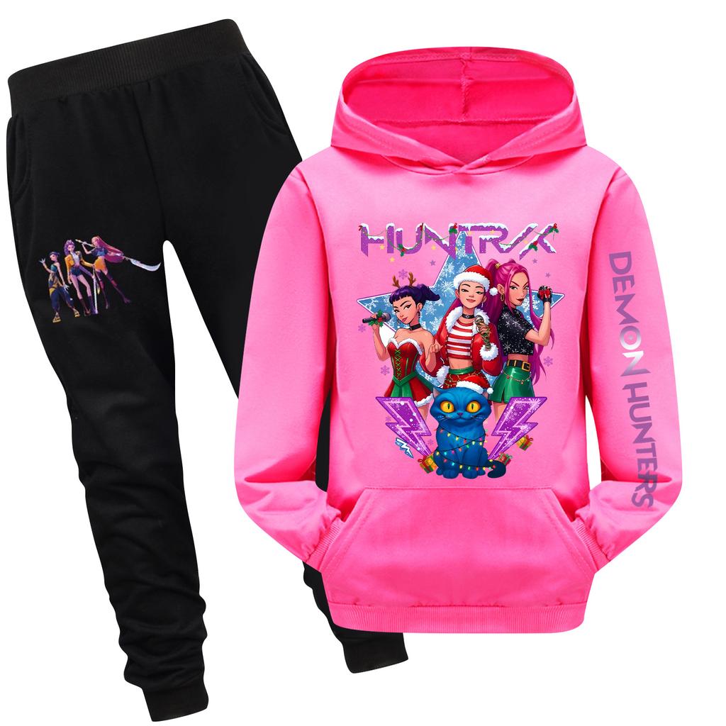 Children's Hooded Top And Pants Two-piece Tracksuit Set Long-sleeved Printed Sweatshirt Set