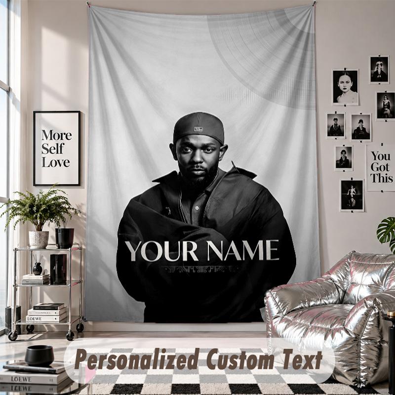 Wall Hanging Tapestry With Custom Name & Text, Kendrick Lamar Decorative Tapestry For Bedroom