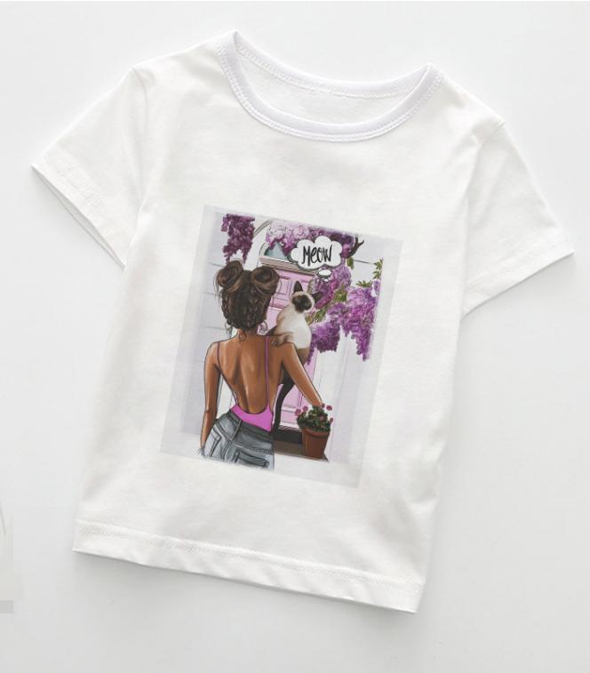Summer Boys  Kids Fashion Girl Tshirts Casual Wear Lovely Cozy Boys T Shirt Round Neck Polyester Fabric Girls Clothes