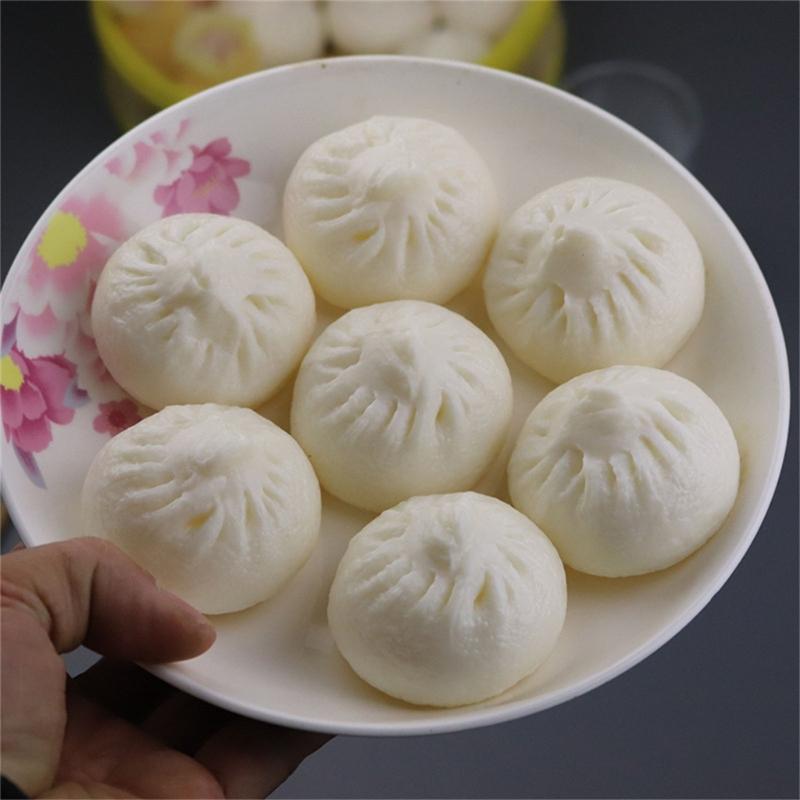 5.5cm Steamed Stuffed Buns Simulation Food Soft Decompress Fidgets Relieve Stress Toy for Adult Kids Kitchen Photo Props