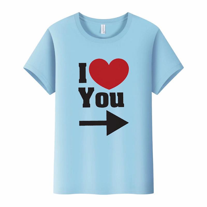 Te Iubesc Inimă Săgeată Imprimeu Tricou de Cuplu Mânecă Scurtă Gât O Larg Rege Regină Tricou Iubitori Tricou Topuri Haine Femei