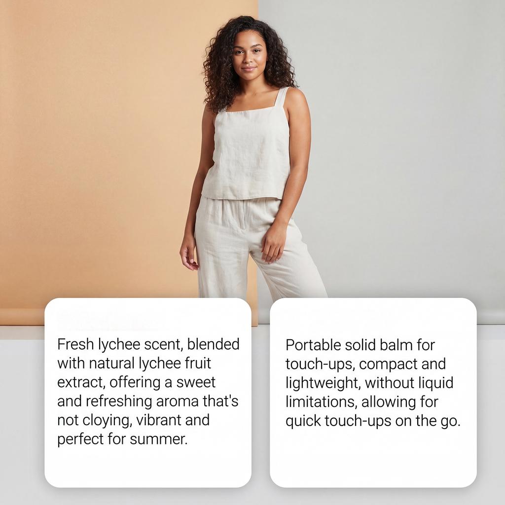 Solid Perfume Balm Lychee Fruity Scent Natural Sweet Fresh Versatile Portable Fragrance