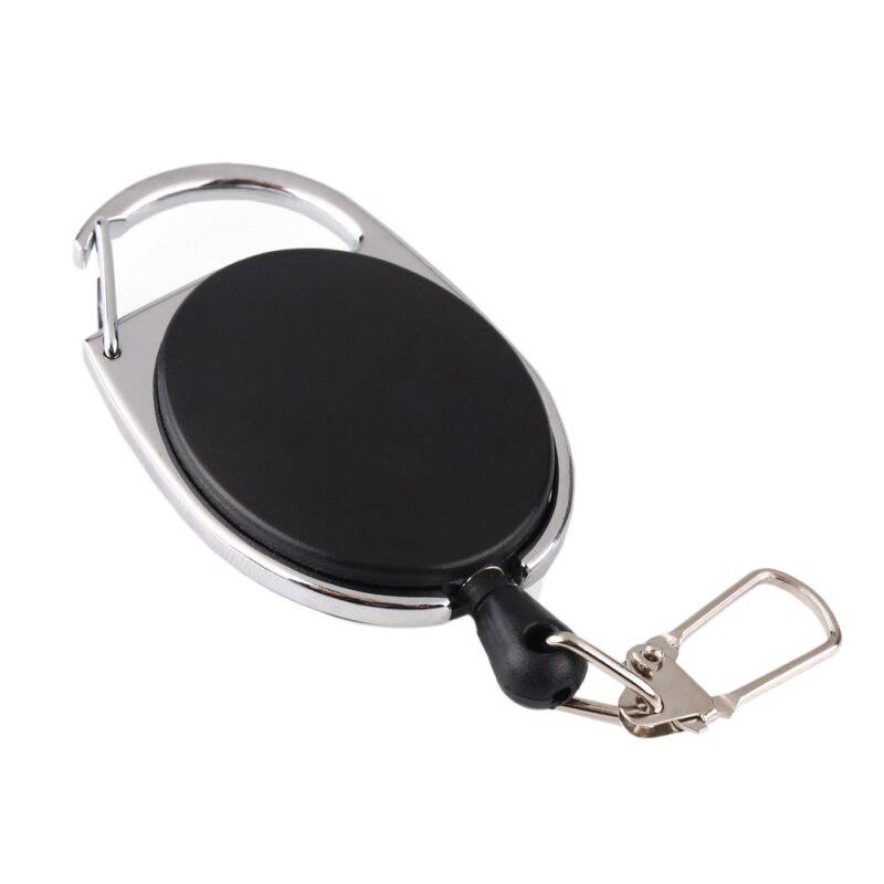 Black EDC Retractable Key Chain Oval Shape Keychain Clip Ring Mini Outdoor Tool