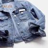 Damen Jacke Umlegekragen Langarm Einreihig Einfarbig Knöpfe Brusttaschen Slim Fit Denim Hip Hop Streetwear Lady Coat
