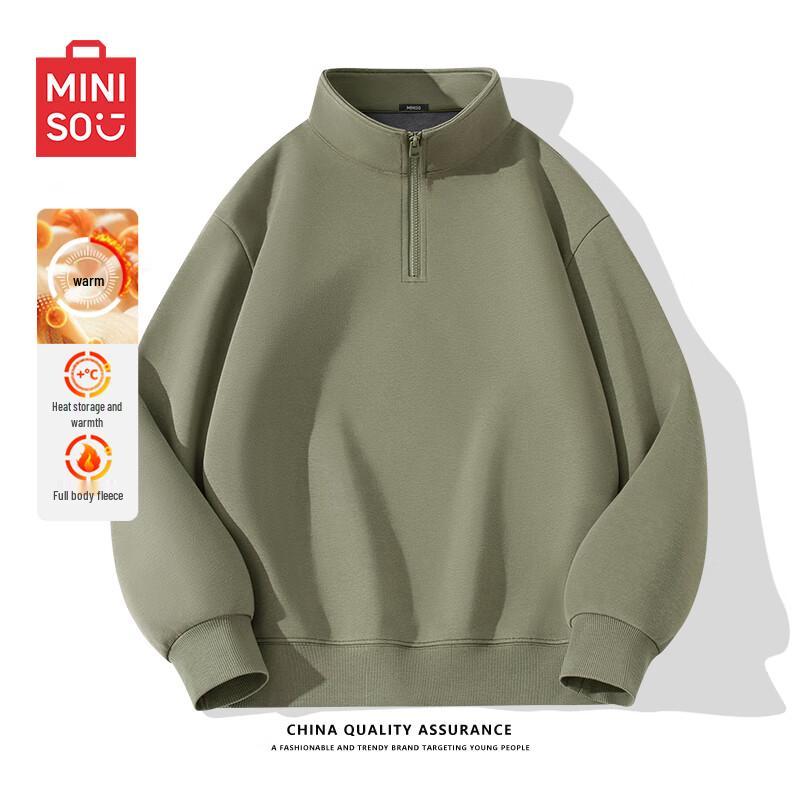 Miniso Men s Winter Fleece Half-Zip Stand Collar Sweatshirt 2XL