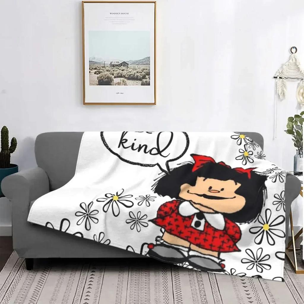 Coperta Mafalda Stampata 3D Morbido Pile di Flanella Calda Cartoni Animati Coperte Plaid per Casa Camera da Letto Divano Copriletti