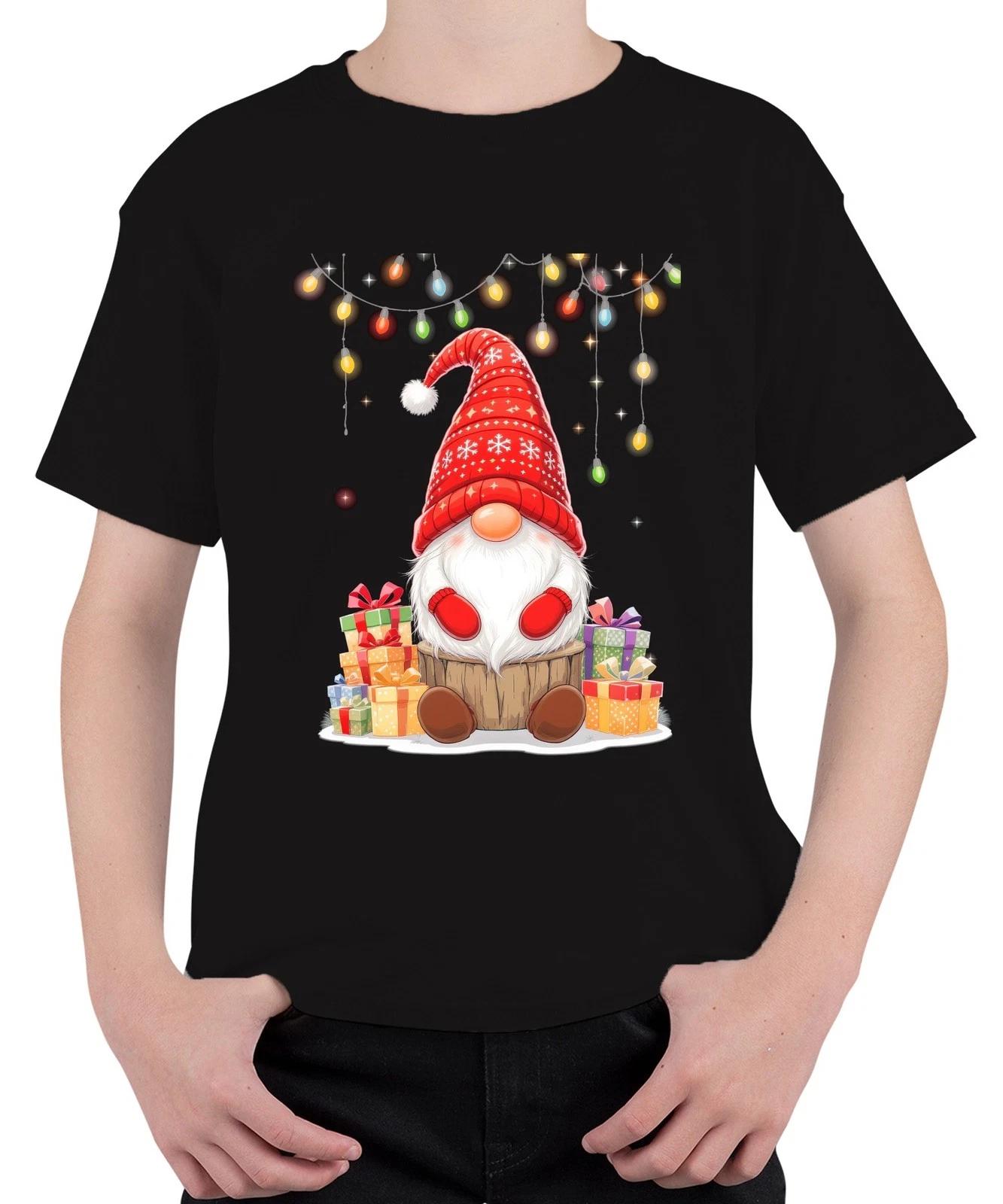 Weihnachtswichtel Gnom rote Mütze Geschenke Lichterkette nordisch Unisex Kinder XXL