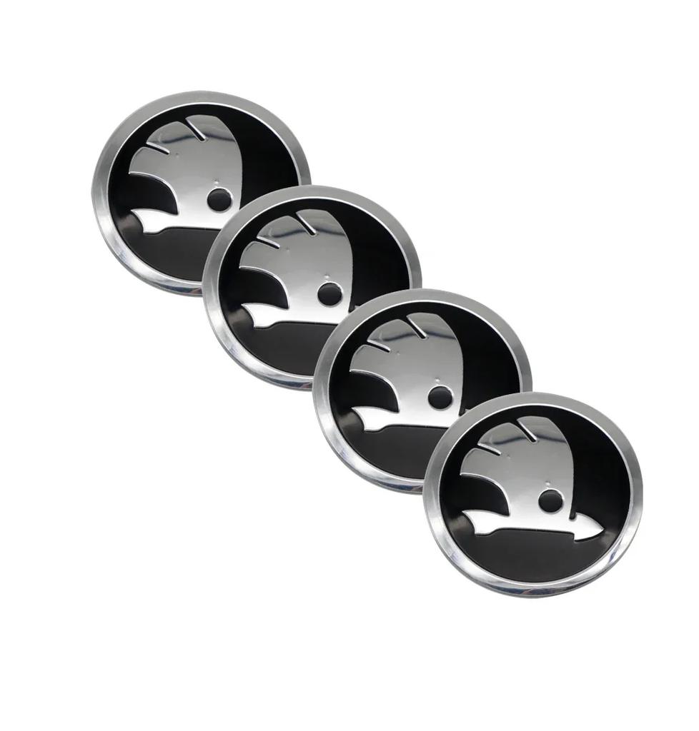 2025 Hot 4Pcs 56mm Car Hub Cap Badge Logo Decal For Skoda Octavia KAMIQ KODIAQ SUPERB RAPIDFABIA YETI Wheel Sticker Styling Acce