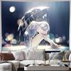 Anime Girl Under Broken Umbrella Rainy Night Bokeh Light Wall Tapestry Machine Washable All Season Print Japanese Art DesignHome