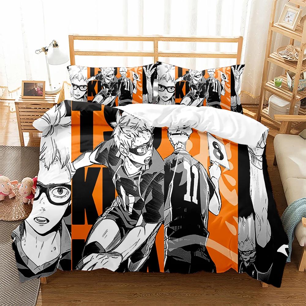 Anime Haikyuu Volleyboll Sängkläder Set Pojkar Flickor Twin Queen Size Påslakan Örngott Säng Barn Vuxen Mode Hemtextil
