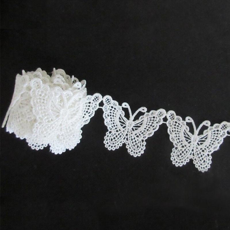 1M Vintage Weiß Schmetterling Spitze Kante Besatz Band Applikation Nähen Hochzeit Basteln