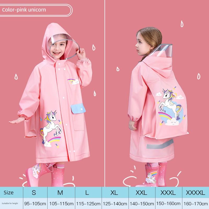 Children's Raincoat for Boys and Girls, Thickened Waterproof Transparent Raincoat for Primary School Students, Special for School Use, with Backpack