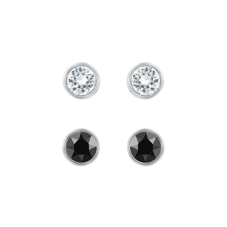 

Swarovski Harley Series Round Crystal Black And White Combination Rhodium Plated Earrings Women earrings 5528506 Box (Random Color)