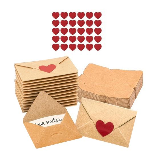 30/60 Stück Mini-Liebesbotschaften DIY Kleine Karten Herz-Aufkleber Liebesbotschaft mit Umschlägen Valentinstag Romantisch