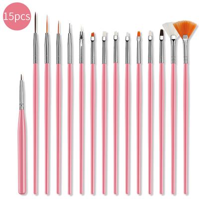 15 Stück Feine Detail-Pinselset Acryl UV-Gel Zeichnen Punktieren Maniküre Nagelkunst Design Werkzeuge Make-up Zubehör Gel-Pinsel