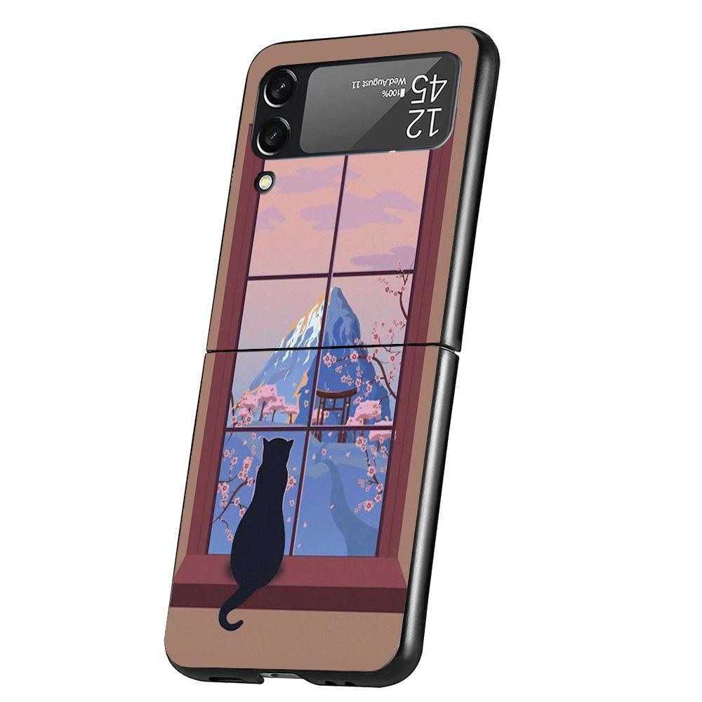 

Black Cat Cartoon Cute Cover Phone Case For Samsung Galaxy Z Flip 7 6 5 4 3 5G Flip7 Flip6 Flip5 Flip4 Flip3 Black Fundas Shell Samsung Z Flip 6