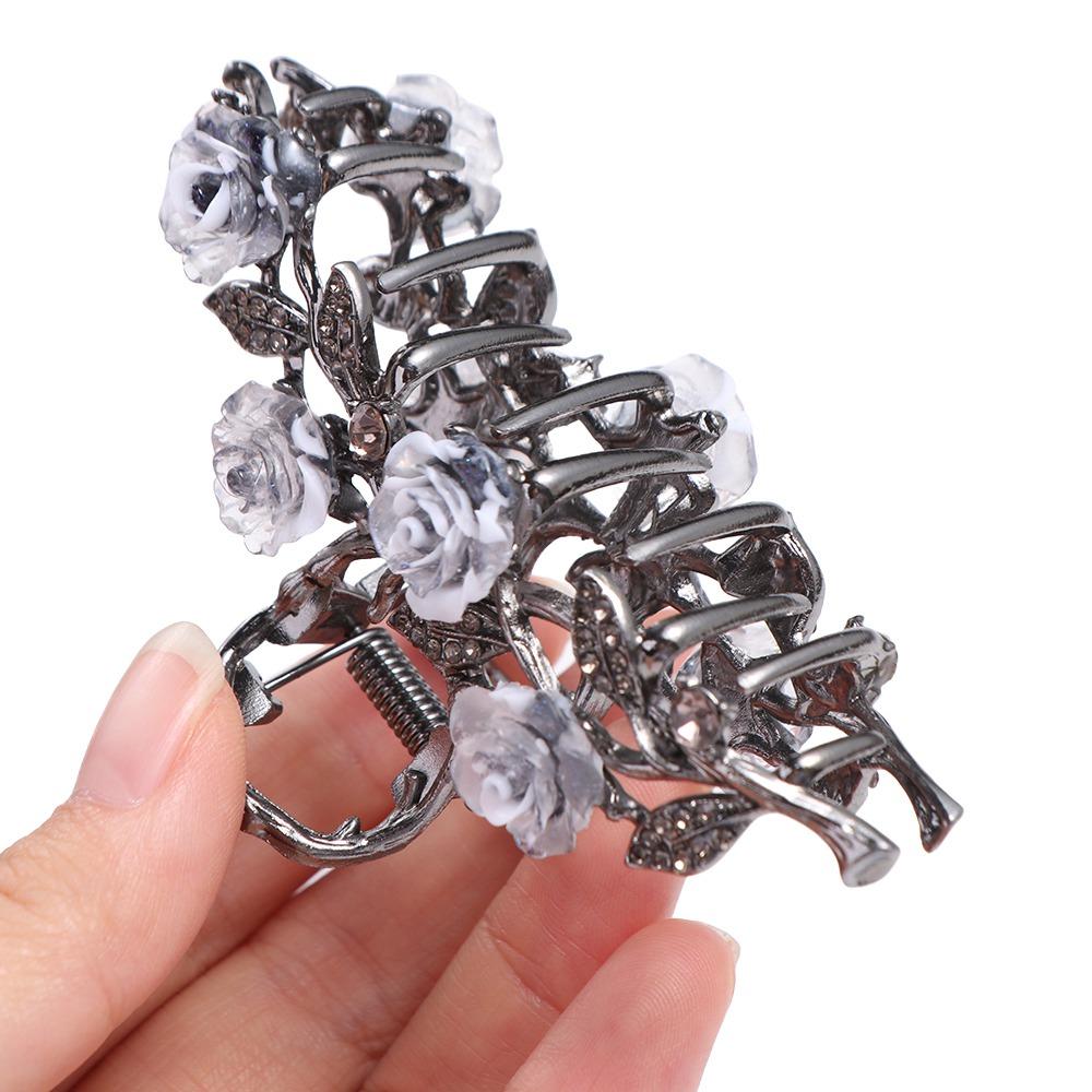 Ponytail Holder Metal Hair Crab Clip Flower Large Shark Clip Personalized Camellia Hair Claw  Party