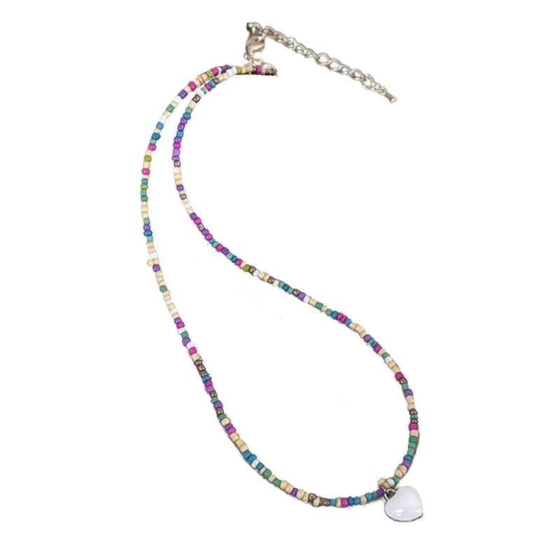 Богемное ожерелье из бисера Летнее ожерелье  Любовь  из рисового бисера Гавайское пляжное ожерелье Ювелирное изделие Подходит для дам и девушек