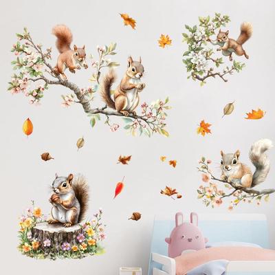 Eichhörnchen Wandaufkleber: Abnehmbare selbstklebende Kunst für Wohnzimmer, Schlafzimmer oder Eingang