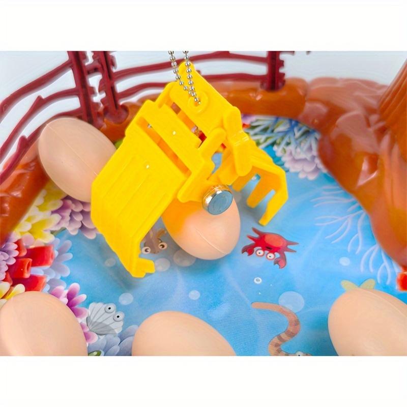 Colorful Dinosaur Egg Catching Game Manual Claw Machine for Enhanced Hand Eye Coordination, Durable Plastic, Includes 6 Eggs, Dinosaur Toys