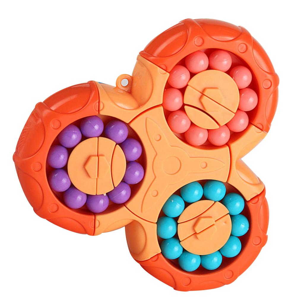 Rotating Bean Toy 6 Sided Rotating Bean Speed Toy Funny Stress Reduction Fingertip Puzzle Games for All Ages Orange