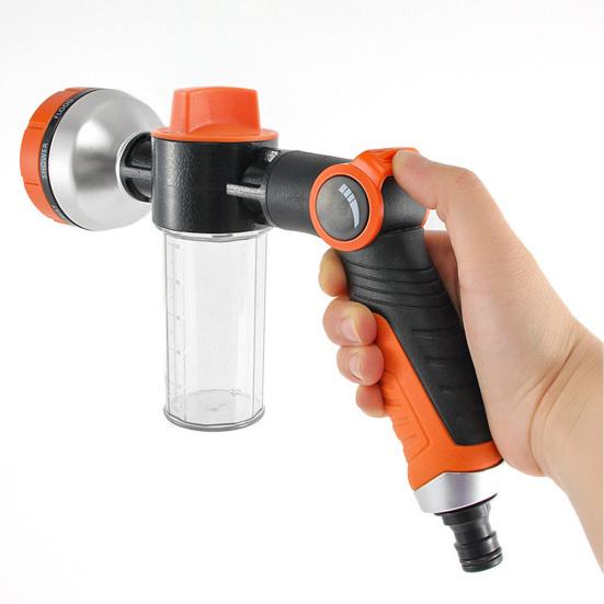 Garden Hose Nozzle with Foam Cannon Car Wash Foam Sprayer High Pressure Hose Nozzle with 8 Spray Modes for Car Washing Gardening Yard Cleaning Pet