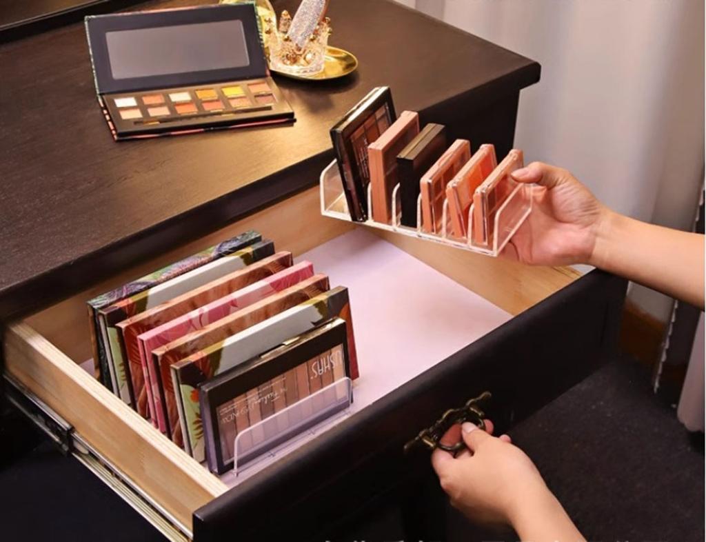 7-grid Cosmetics Storage Rack Transparent Multi-Functional Desktop Holder Skincare Organizer Eye Shadow Plate Storage Sort Box