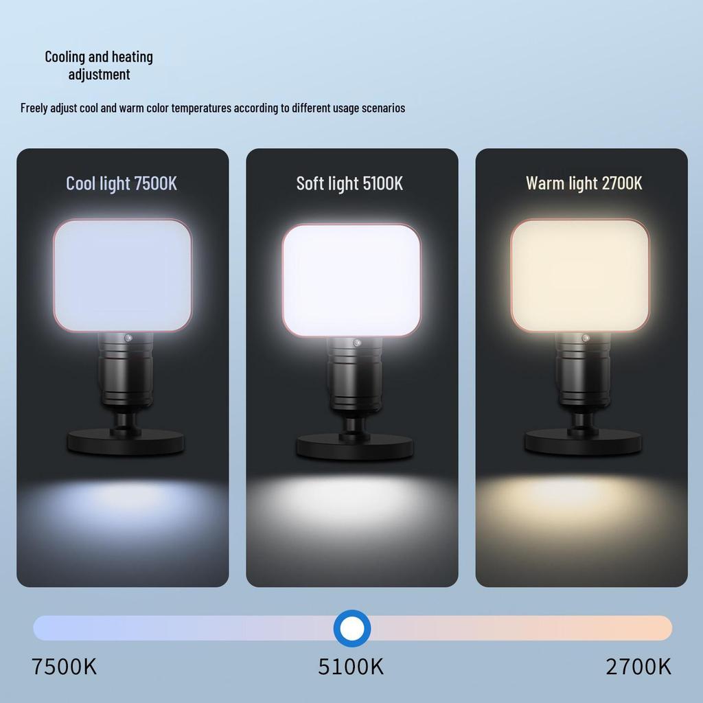 Compact Rechargeable Fill Light with Adjustable Brightness for Mobile Live Streaming and Selfies