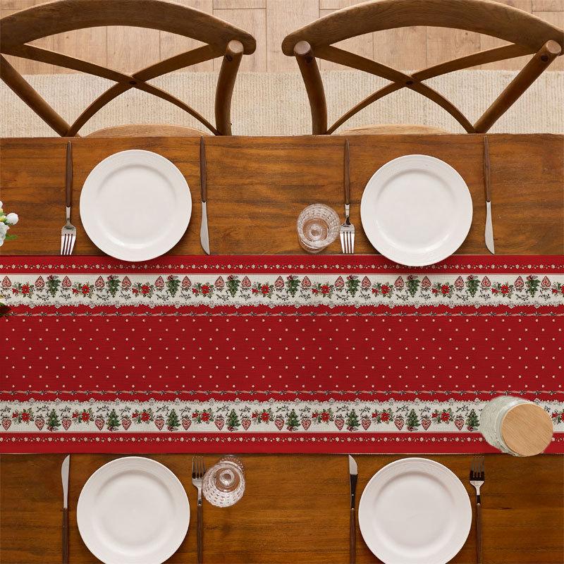Weihnachts-Tischläufer Baumwolle Leinen Festliche Atmosphäre Küchentisch Heimparty Dekoration Tuch Tischdecke Platzset