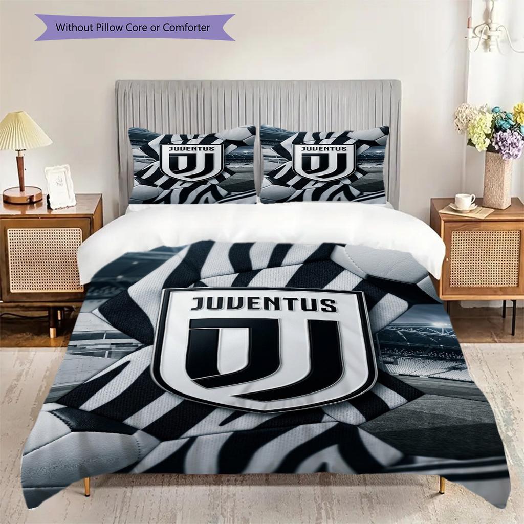 Juventus Football Glory Bettwäsche (1 Bettbezug + 2 Kissenbezüge, ohne Füllung) Bettbezug und Kissenbezug Weihnachts-Geburtstagsgeschenk