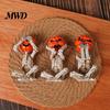 Halloween Skull Figurine 3 Pcs Skeleton Statue, Hear See Speak No Evil Pumpkin Head Gothic Home Decoration Figurine, Resin Spooky Ornament for Mantel,