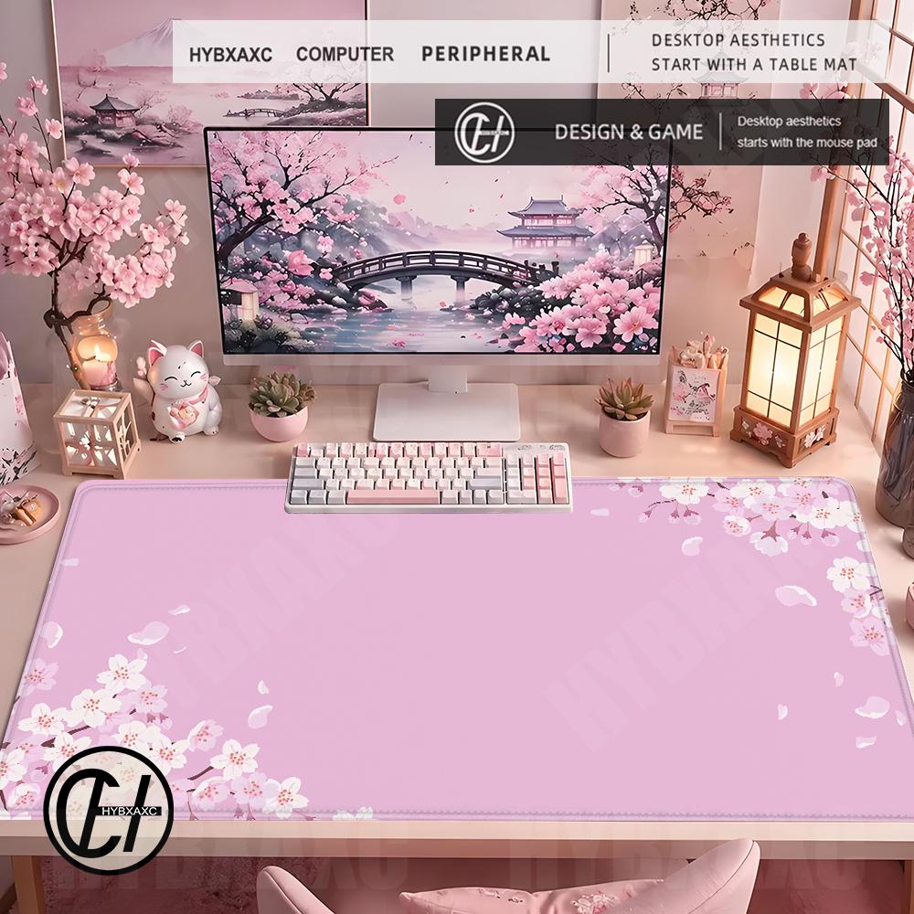 Pastel Purple Lavender Mouse Pad Cute Cherry Blossom Flowers Desk Mat Extended Gaming Keyboard Mat Large Sakura Blossom Mousepad