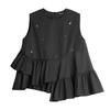 [ELLE] Elle Tops Blouse Sleeveless Women's Summer Modern Bead Embroidery Frill Asymmetrical Design Original Stylish Casual EM51429 (JP, Alphabet, M)