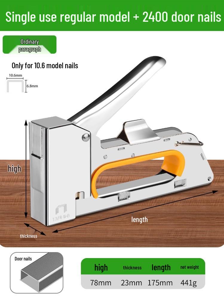 Manual Pneumatic Nail Gun: Brad Nailer, Steel Nailer, U-Shaped & Straight Nails for Wire Trough and Woodworking.