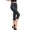 Fashion Summer Women Elastic Denim Leggings Cropped Trousers Slim Fit Hip Print Pants