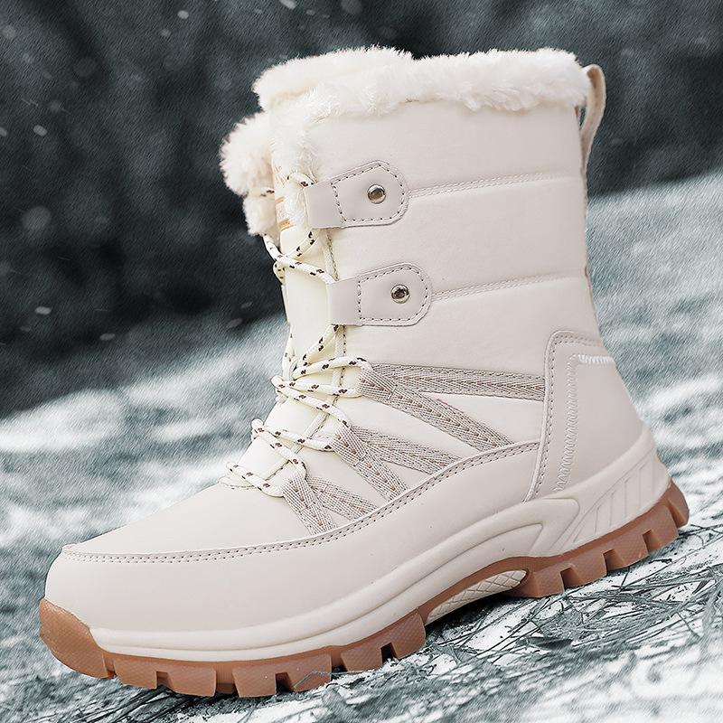 Winter women's high-top snow boots plush warm cotton shoes wear-resistant sports outdoor high-top large-size casual cotton shoes
