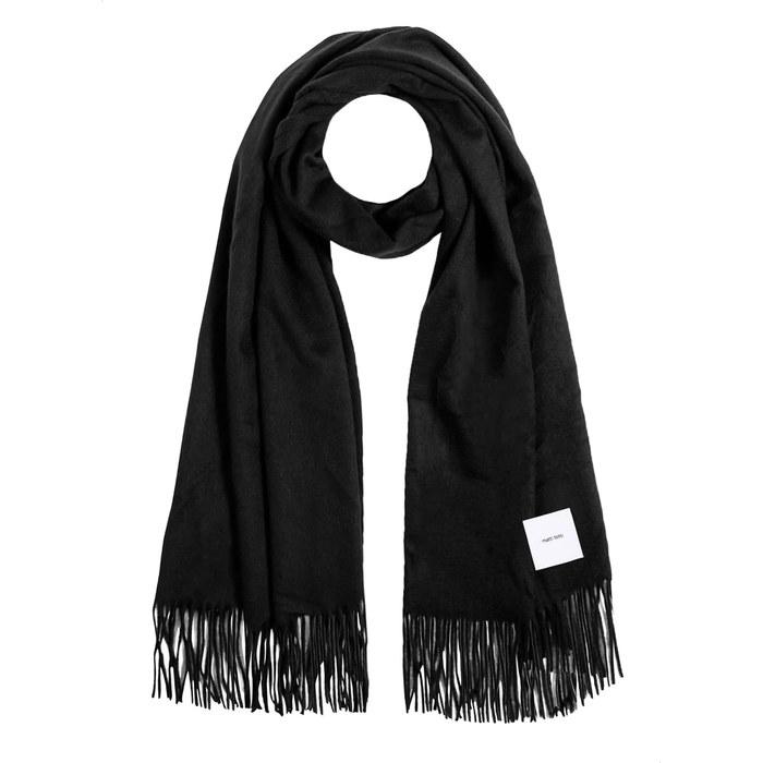 [Matti Totti] Cashmere Stole 06. Black – Large, Thick, Reversible Cashmere Scarf for Men, 100% Cashmere, A0026B-6 #6. Black