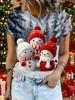 Women's Christmas 3D Winter Santa Claus Print T-shirt, Summer Casual Round Neck Short Sleeve Loose T-shirt for Women