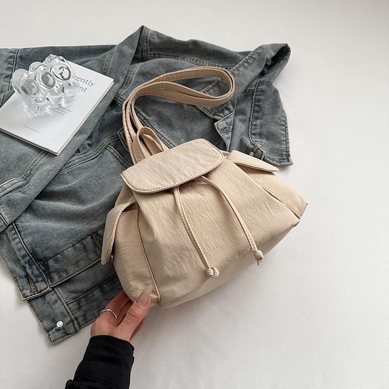 

LEFTSIDE Women s Small Soft Cloth Backpacks 2025 Korean Fashion Solid Color Backpack Girls School Bag Cute Simple Back Pack 21cmx22cmx14cm бежевый