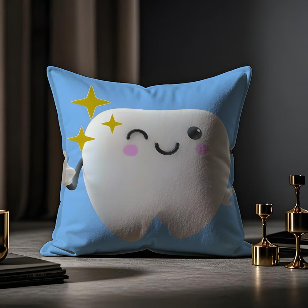 Cuscino per Divano Novità Clinica Dentale Dente Anime Federa Anti-acaro Cerniera Invisibile Morbido Peluche Corto