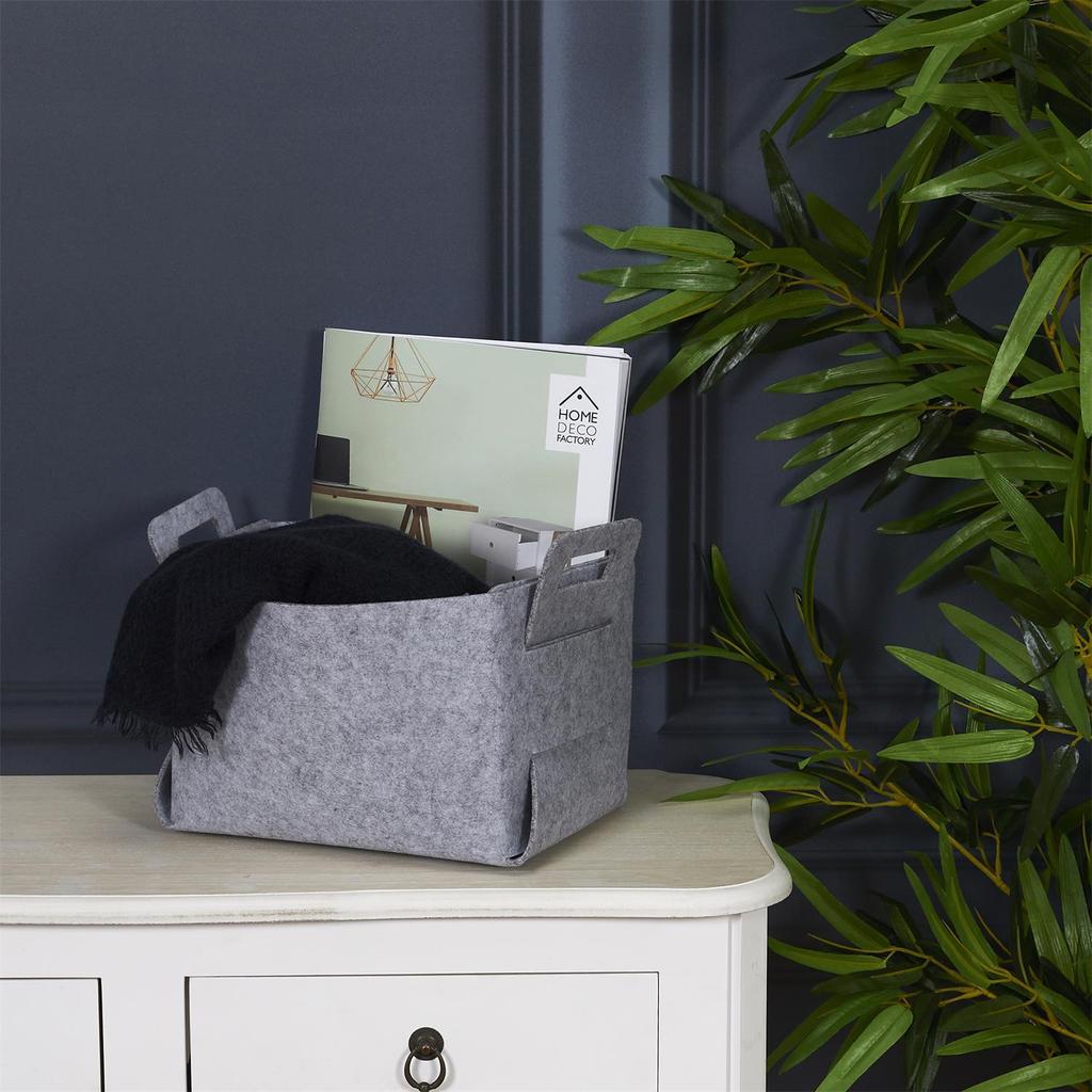 GRAY FOLDABLE BASKET made of felt, universal, spacious
