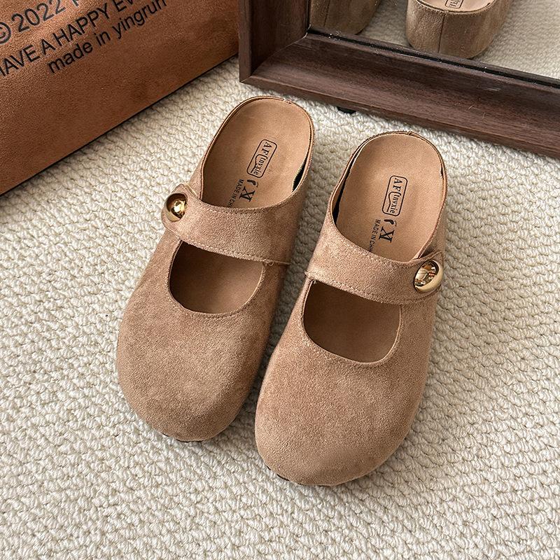 

Thick-soled slippers women s outer wear spring and autumn new retro versatile casual one-pedal bag slippers 40 хаки