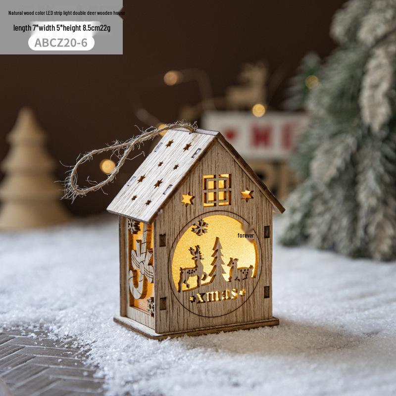 Ornamente creative pentru pomul de Crăciun: Decorațiuni casă din lemn luminoase LED